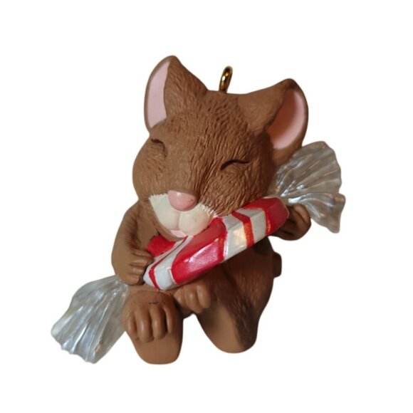 Vintage Hallmark Sharon Pike 1996 Anthropomorphic Mouse Ornament With Candy Cane - Picture 5 of 6